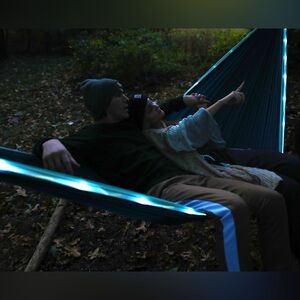 Equipe Illuminated Camping Travel Two-Person Hammock Blue/Dark Blue